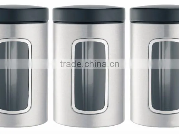 Amazon Top Sale Stainless Steel Highly Polished Tea Coffee Sugar Canisters photo-2