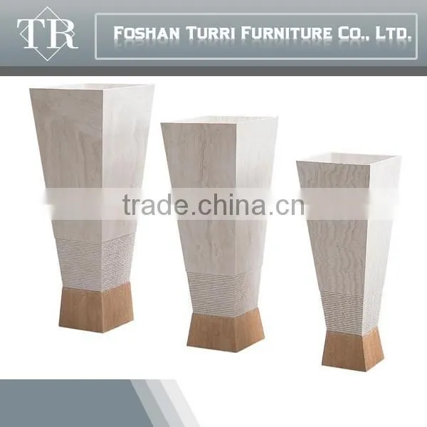 Modern Travertine Design Marble Top Wooden Flower Stand photo-5