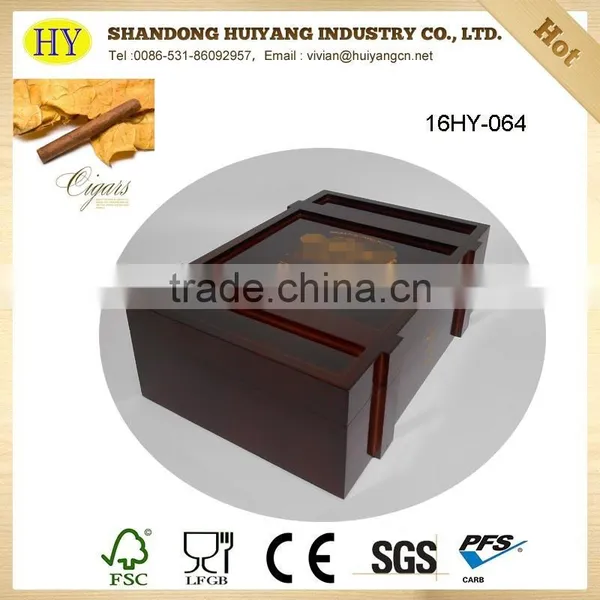 Glossy Red Color Pine Luxury Wood Cigar Box Humidors photo-3