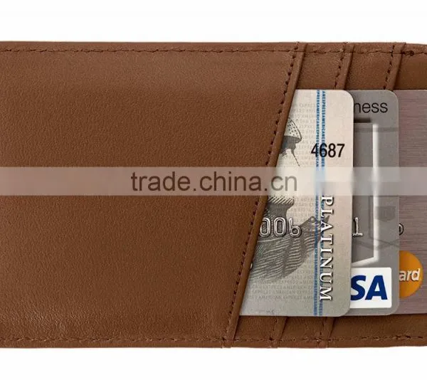RFID Blocking Genuine Slim Leather Wallet Credit Card Case Sleeve Card Holder With Painted Edges photo-2