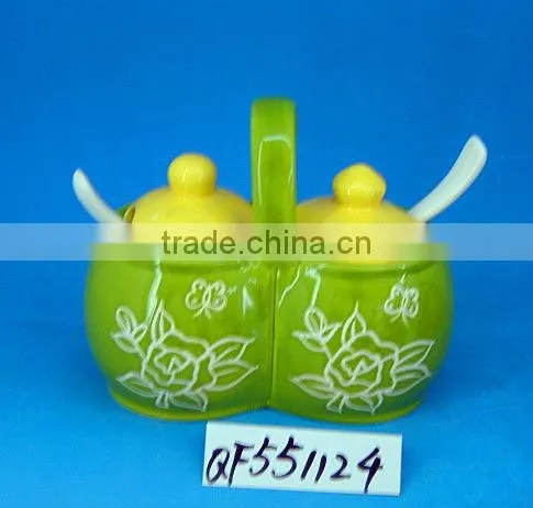Promotional 2pcs Ceramic Canister Set With Spoon photo-4