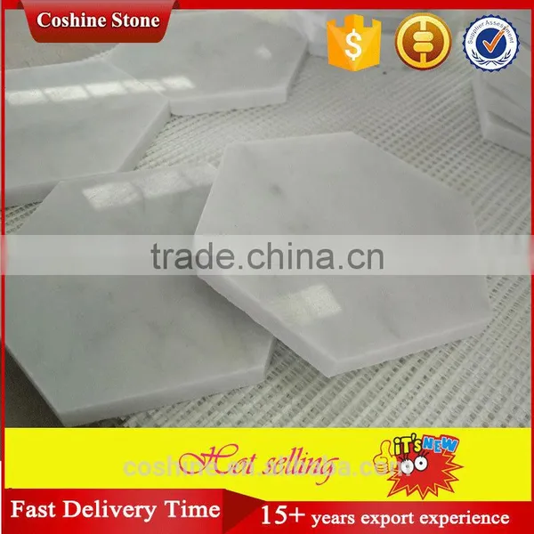 Polished White Carrara Marble Coasters Hexagon Tiles photo-3
