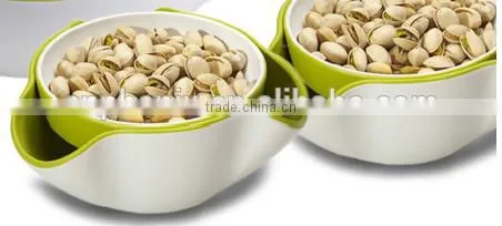 innovative bowl-in-dish plastic snack bowl set with divider