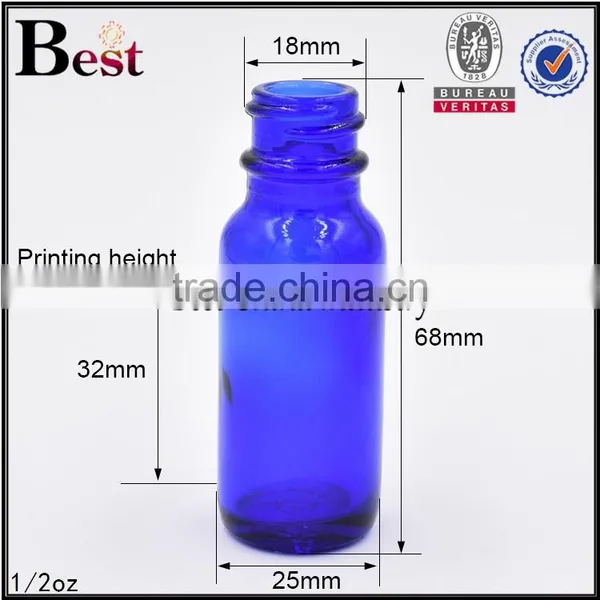 0.5oz Blue Boston Round Bottle Boston Round Glass Bottle With Child Proof Dropper Cap photo-4