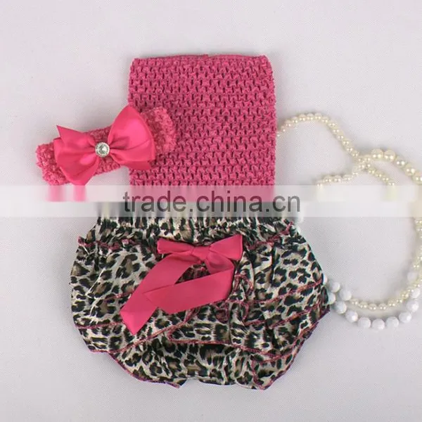 2015 Adorable Baby Diaper and Crochet Tube Top3 Sets , Satin Baby Bloomers, Baby Ruffle Bloomers photo-6