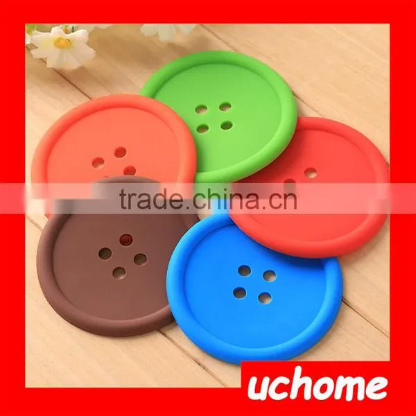 UCHOME 2016 New Colorful Button Shape Silicone Cup Mat/Coaster photo-6