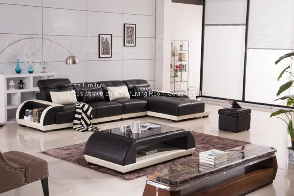 Горячее предложение современной кожаной угловой дивана Lizz Furniture photo-4