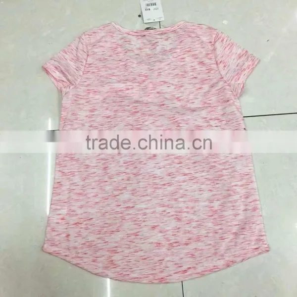 Women Stock Apparel V-neck Slub Cotton T-shirt photo-5