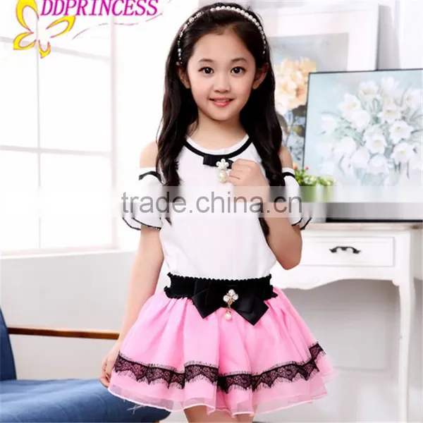 Fashion Lace Big Bow Ball Gown Girls Two-piece Dress Princess Dress for Children photo-3