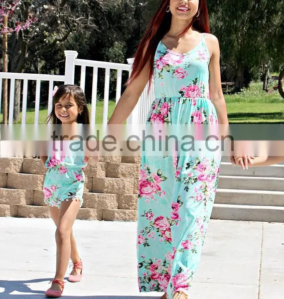 Adorable Summer Long Dress Mommy And Me Maxi Dress Girl Romper Baby Dress Pictures photo-2