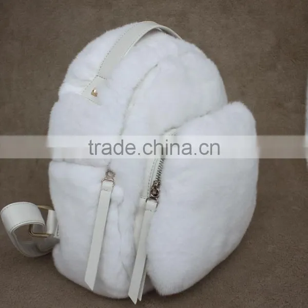 Myfur Fashion Ladies Real Rex Rabbit Fur Backpack Bag Customized Women Bag photo-4