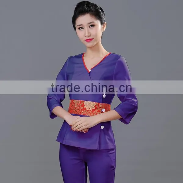 Custom Fashion Slim Fit Latest Design Spa Shop Staff Workwears Uniforms for Women photo-4