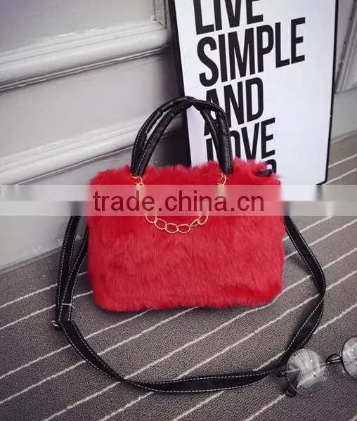 Fashion Simple Casual Style Solid Fur Chain Women Handbags photo-6