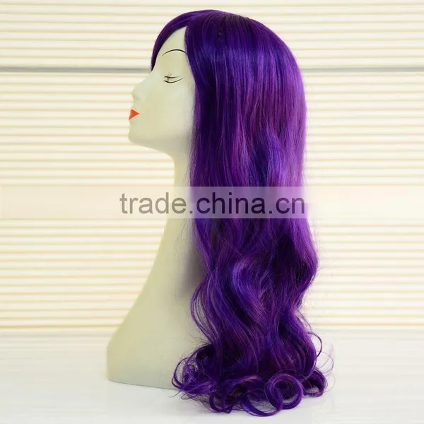 Cheap Factory Price Heat Resistant Synthetic Hair Long Lady Cosplay Wig Purple Wig photo-3