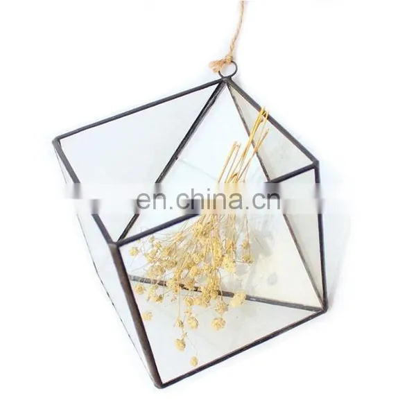 Terrarium Geometric Glass Terrarium Wholesale Rhombus With Ring photo-3