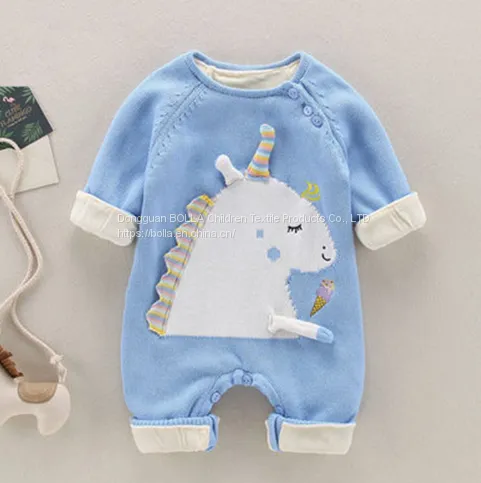 Baby Cartoon Unicorn Jumpsuit Toddler Sweater Clothes Knitted Baby Romper