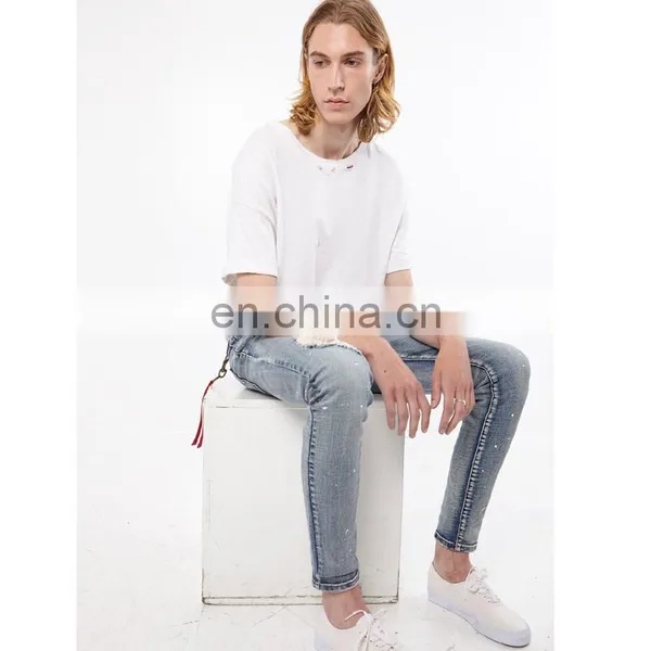 DiZNEW USA Stock Denim Jeans in Medium Blue Cuffed Jeans Men photo-7