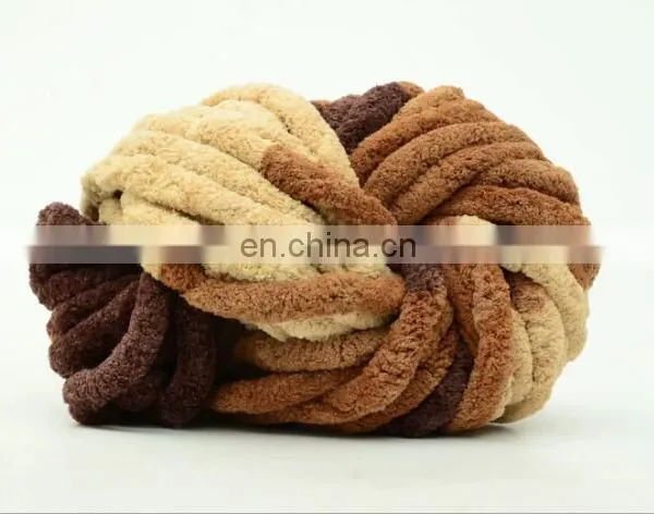 MIX COLOR Knit Vegan Yarn 100% Polyester Chenille Yarn Super Chunky Velvet Big Crochet Yarn photo-5