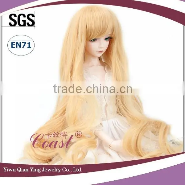 Long Curly Blonde Synthetic BJD Baby Doll Wig photo-3