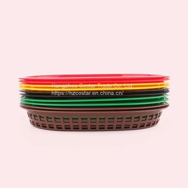 Foodservice Plastic Fry Fast Food Basket Bread Baskets Oval-Shaped Tray Restaurant Supplies, Deli Serving Bread Basket for Chicken, Burgers, Sandwiches & Fries photo-2