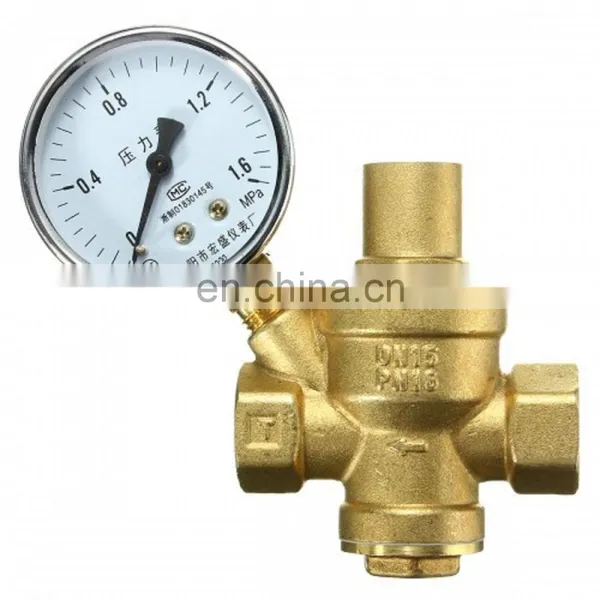 COVNA DN20 3/4 Inch Lead-Free Brass High Pressure Adjustable Water Pressure Reducing Valve With Gauge