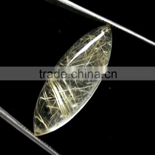 Natural Rutile Marquise Cabochon Gemstone / Smooth Cabochon Stone / Rutile Quartz photo-2