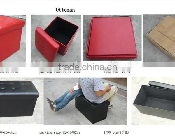 Colorful Leather Storage Ottoman Folding Stool photo-2