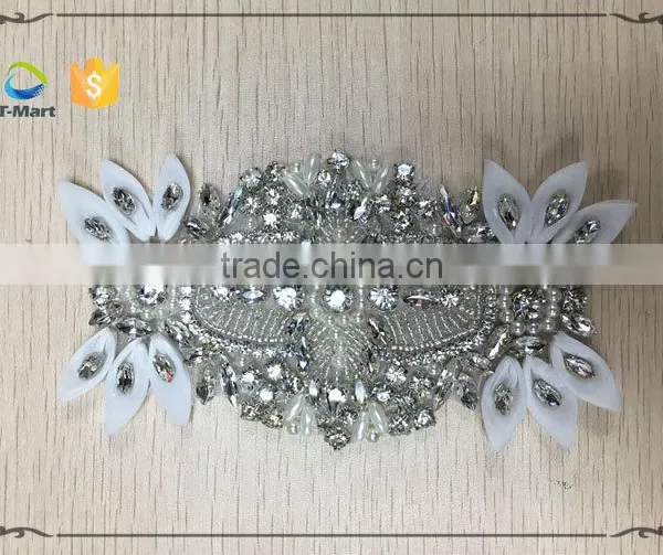 Wholesale Bridal Rhinestone Appliques With Organza Flower photo-2