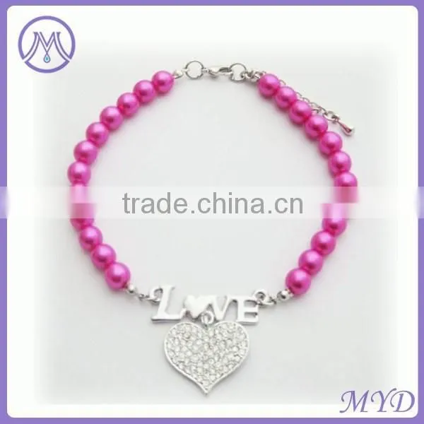 Rhinstone Heart Love Charm Pearl Pet Necklace for Dog and Cat Jewelry photo-3