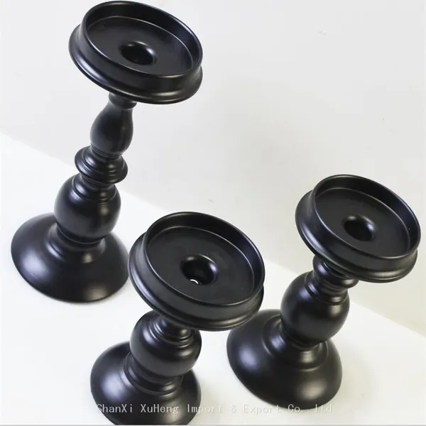 Dining Table Wedding Candlestick European Style Candle Holder Columnar Shape Black Metal Candlestick Set photo-4