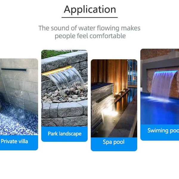 Swimming Pool Waterfall Wall Water Fountain Decoration Sheer Acrylic photo-3