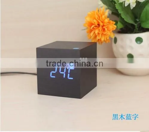 Modern Wooden Led Clock Square Style Desktop Clock Led Digital Single Face Alarm Clock Voice Activated Watch Despertador photo-4