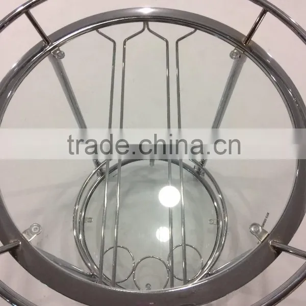 Modern Trolley/ Round Metal Glass Serving Cart photo-4
