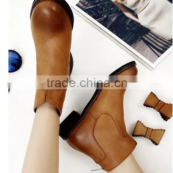 Cute Young Girls Bowknot Lustrascarpe Colore Brown Hiking 2.5cm Boots photo-3