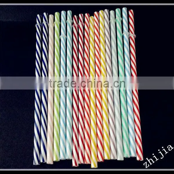 Hard Plastic Striped Drinking Straw