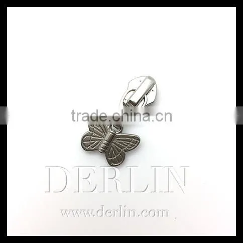 Butterfly Anti Silver Brass Zinc Alloy Slider Cartoon Girl Teenage Garment Zipper Puller