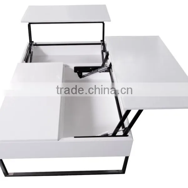 CJ1022 Folding Fashion White Paint Glass Coffee Table photo-3