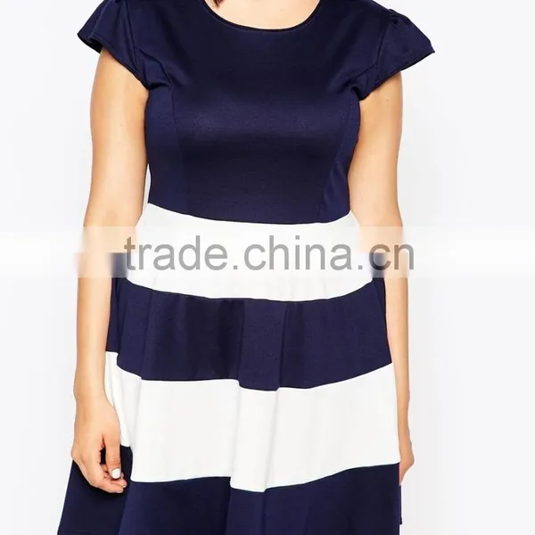 Latest Design Striped Dress Plus Size Clothing for Fat Women photo-3