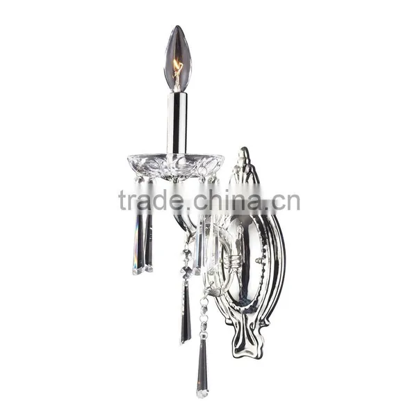 Europe Royal Luxury Chrome Wall Lamp With Crystal Pendant for Bedroom Room and Hotel