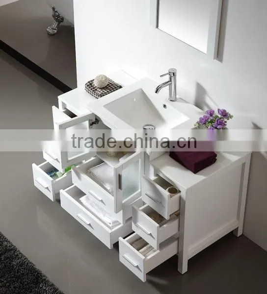 Water Proof Solid Wood Hand Wash Basin White Vanity Bathroom Furniture Wooden Cabinet No.3200C photo-4