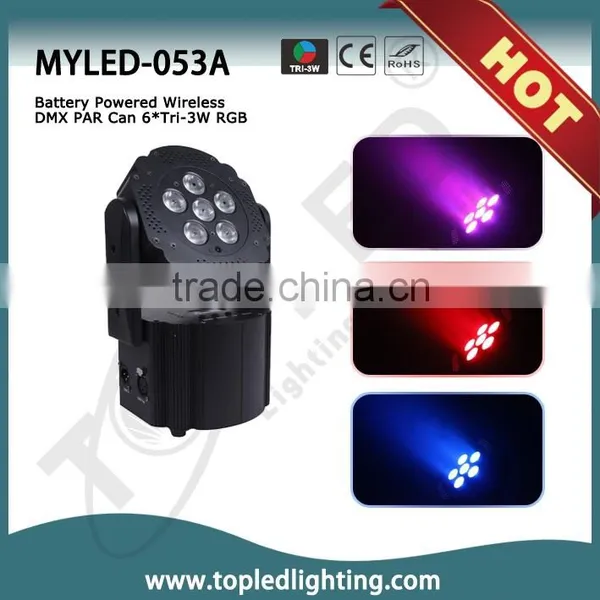 Sound Active DMX 512 6*Tri-3W RGB Wireless Par Light Wedding Light photo-2