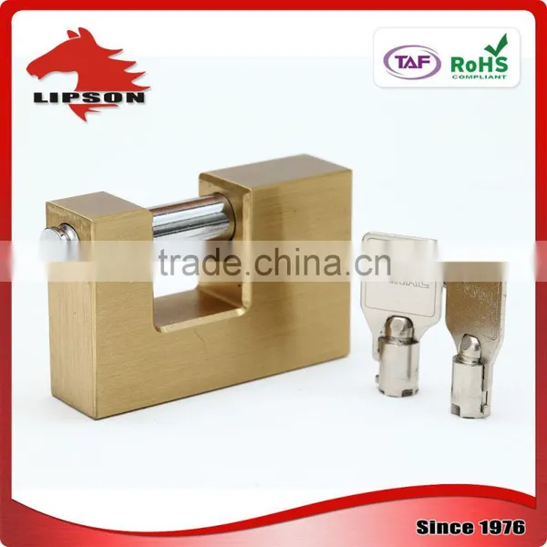 75mm Hardened Shackle Tubular Key Brass Rectangular Padlock photo-3