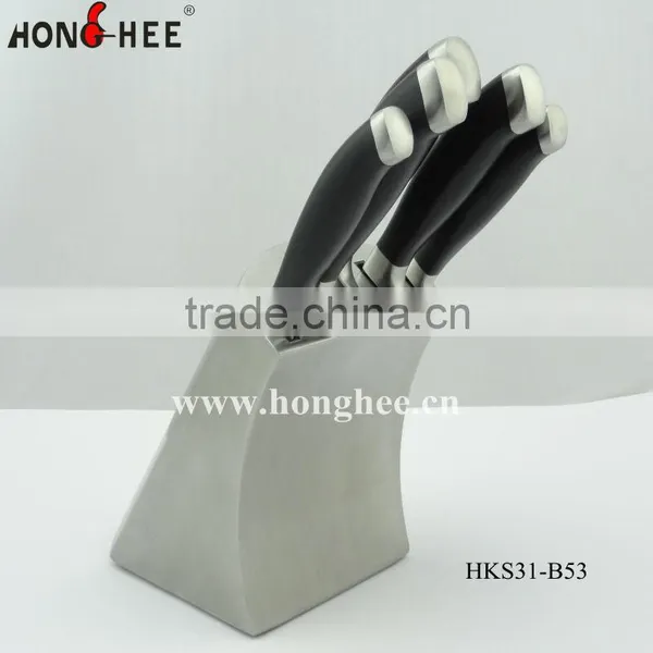 Deluxe Forged 5 Piece Knife Set In Stainless Steel Block