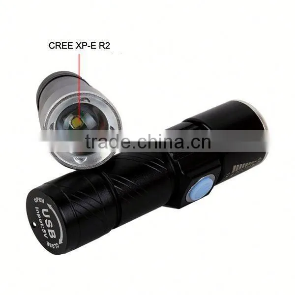 C92 Build in Battery Promotional Zoomable Mini USB POWER BANK Flashlight photo-5