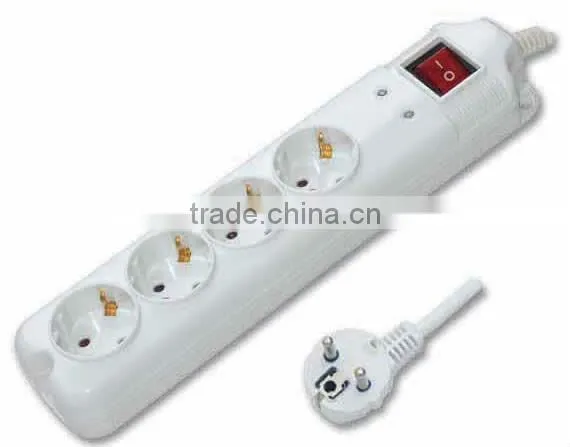 EU 4 Outlets Power Strip With Switch