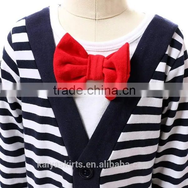 New Arrival Boutique Wholesale Unisex One Piece Navy Stripe Baby Overall Romper Long Sleeves photo-4