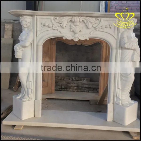 Yellow Marble Sculpture Fireplace Large Complex of Carve Patterns or Designs photo-6