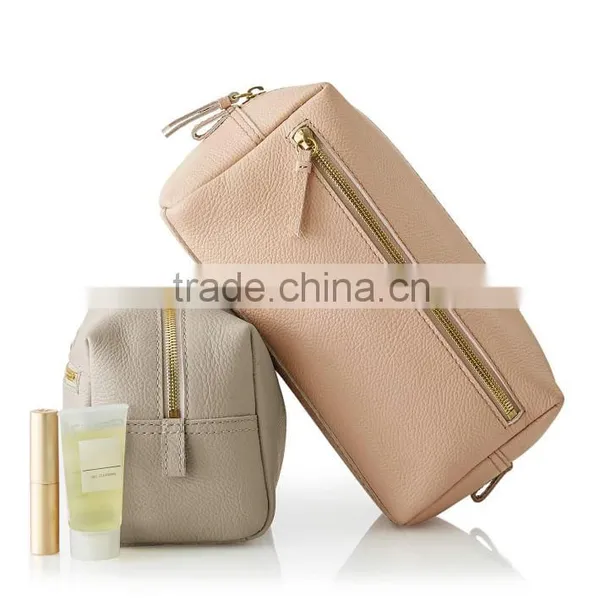 wholesale leather travel cosmetic pouch case bag makeup case