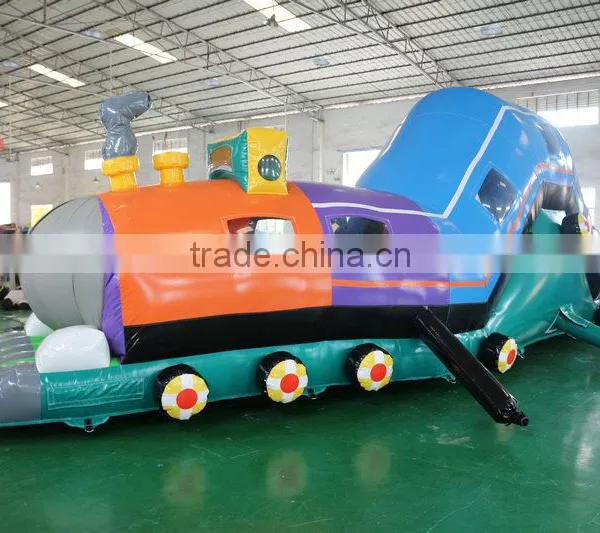 2016 Sunjoy Hot Sale Inflatable Giant Locomotive Caterpillar Obstacle Course Toys for Kids and Adults photo-4