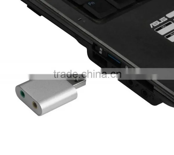 Top Grade External USB Audio Adapter Sound Card With Stereo Headphone/Speaker and Mono Microphone Jacks(Aluminum Casing) photo-2